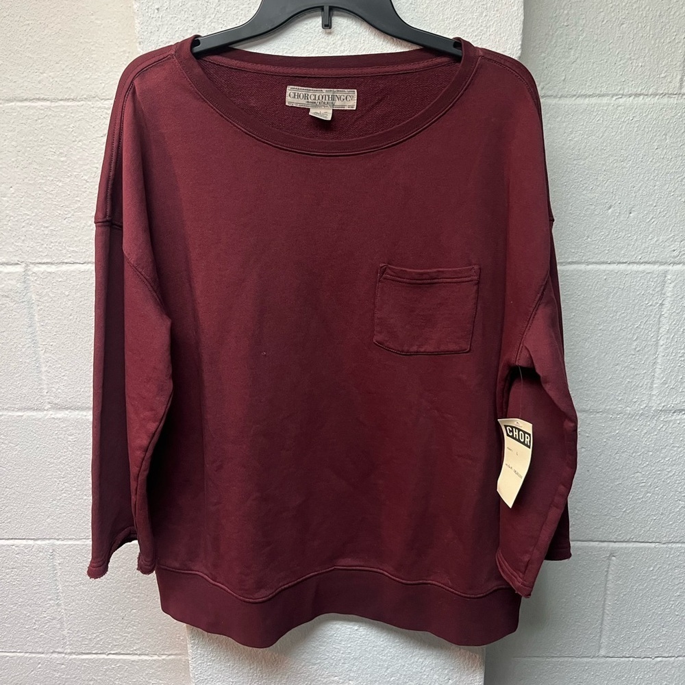 Chor Clothing Burgundy Long Sleeve Top. L
